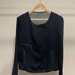 ZARA Black Sheer Back Jacket - Edgy & Versatile - Black - Size M